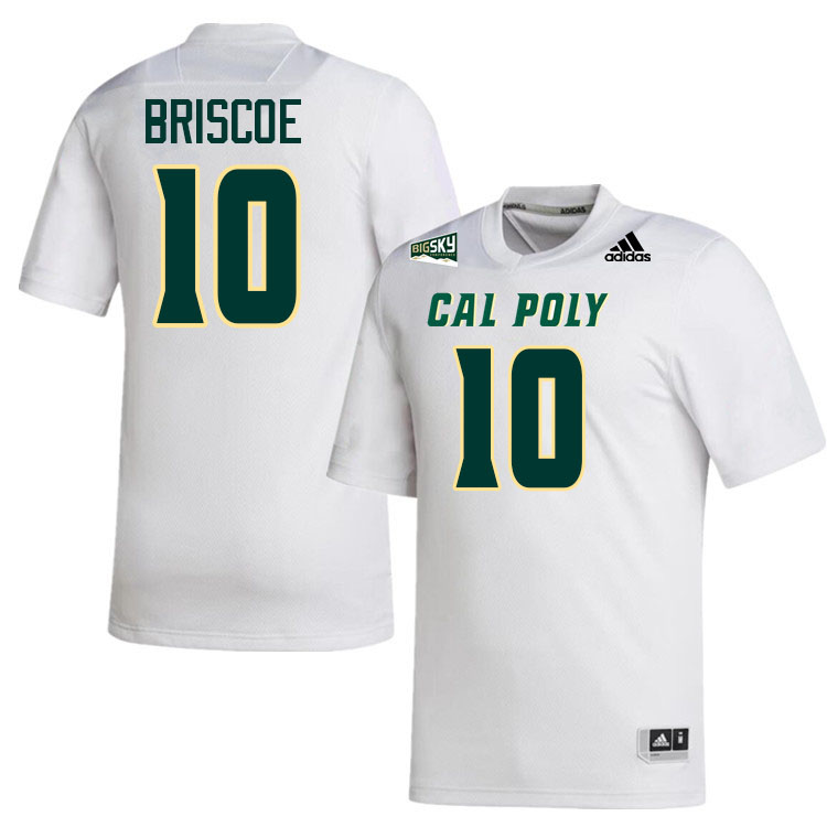 Cal Poly Mustangs #10 Michael Briscoe College Football Jerseys,Uniforms Stitched-White